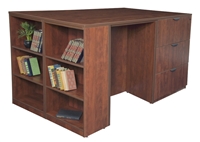 Regency Legacy - Stand Up Station - 2 Desks, 2 Lateral Files with Bookcase End
