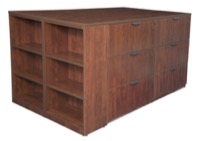 Legacy Stand Up 2 Lateral File/ Storage Cabinet/ Desk Quad with Bookcase End - Cherry