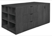 Legacy Stand Up 2 Storage Cabinet/ 2 Lateral File Quad with Bookcase End - Ash Grey