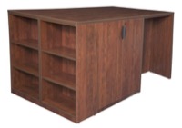 Legacy Stand Up 2 Storage Cabinet/ 2 Desk Quad with Bookcase End - Cherry