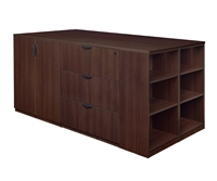 Regency Legacy - Stand Up Station - 2 Storage Cabinets, 1 Desk, 1 Lateral File with Bookcase End