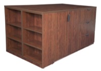Legacy Stand Up Lateral File/ 3 Storage Cabinet Quad with Bookcase End - Cherry