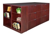 Regency Legacy - Stand Up Station - 4 Lateral Files with Bookcase End