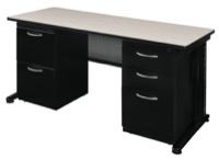 Fusion 60" x 24" Double Pedestal Desk - Maple