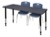 Kee 72" x 30" Height Adjustable Classroom Table  - Grey & 2 Andy 18-in Stack Chairs - Navy Blue