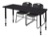 Kee 72" x 30" Height Adjustable Classroom Table  - Mocha Walnut & 2 Zeng Stack Chairs - Black