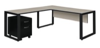 Structure 72" x 30" Single Mobile Pedestal L-Desk with 42" Return - Maple/Black