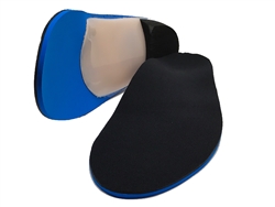 Custom Made Orthotics Full Length 1/8" medical blue with 1/16" black covered spenco cushion top cover