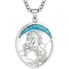 Courage Horse Wild Moon Mustang Protection Amulet Simulated White Turquoise Pendant 22 Inch Necklace
