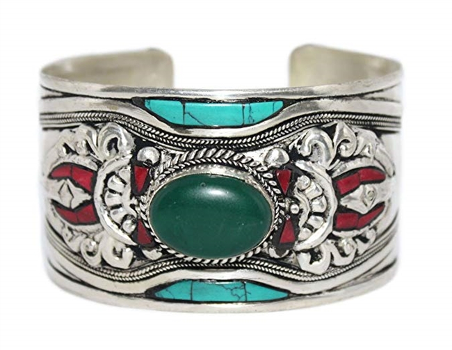 Turquoise Bracelet Jade Bracelet Tibetan Bracelet, Silver Bracelet, Cuff Bracelet BB418