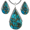 Sterling Silver with Genuine Copper-Infused Matrix Turquoise Necklace & Earrings