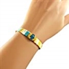 Golden Turquoise Handmade Hamsa Bracelet + Macrame Closure | Alef Bet Jewelry