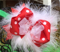 Christmas red polka dot bow and green headband