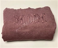 MOM with children's names embroidered crew neck sweatshirt