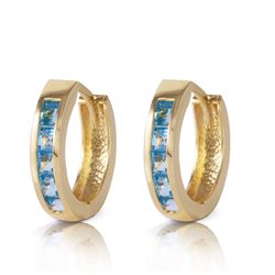 ALARRI 1.2 Carat 14K Solid Gold Hoop Huggie Earrings Blue Topaz