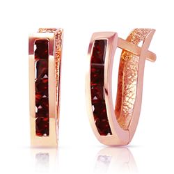 ALARRI 1.3 Carat 14K Solid Rose Gold Oval Huggie Earrings Garnet