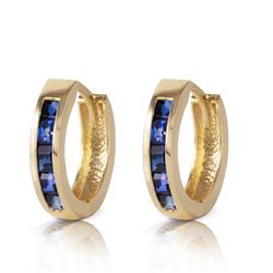 ALARRI 1.3 Carat 14K Solid Gold Hoop Earrings Natural Sapphire