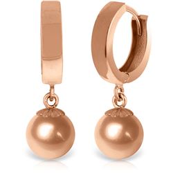 ALARRI 14K Solid Rose Gold Huggie Earrings Ball Drop Hoops
