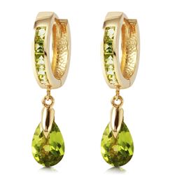 ALARRI 3.9 Carat 14K Solid Gold Huggie Earrings Dangling Peridot
