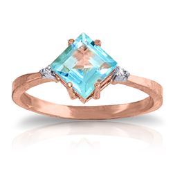 ALARRI 1.77 CTW 14K Solid Rose Gold Ring Diamond Blue Topaz