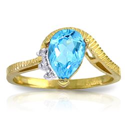 ALARRI 1.52 Carat 14K Solid Gold Homecoming Blue Topaz Diamond Ring