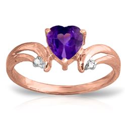 ALARRI 0.96 Carat 14K Solid Rose Gold Heart Amethyst Diamond Ring