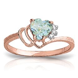 ALARRI 0.97 Carat 14K Solid Rose Gold Ring Natural Diamond Aquamarine