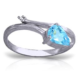 ALARRI 0.83 Carat 14K Solid White Gold Swinging Fully Blue Topaz Diamond Ring