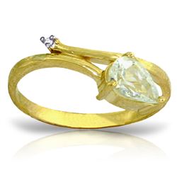 ALARRI 0.83 Carat 14K Solid Gold Aquamarine Rules Aquamarine Diamond Ring