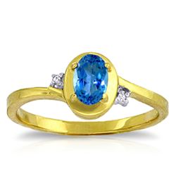 ALARRI 0.51 Carat 14K Solid Gold Rings Diamond Blue Topaz