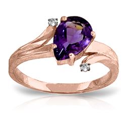 ALARRI 1.51 Carat 14K Solid Rose Gold Lovelight Amethyst Diamond Ring