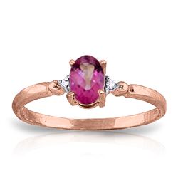 ALARRI 0.46 Carat 14K Solid Rose Gold Ring Natural Diamond Pink Topaz