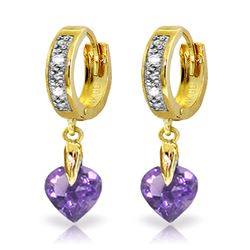 ALARRI 1.77 Carat 14K Solid Gold Monaco Amethyst Diamond Earrings