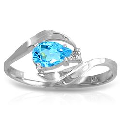 ALARRI 0.41 Carat 14K Solid White Gold Fantasies Come True Blue Topaz Diamond Ring