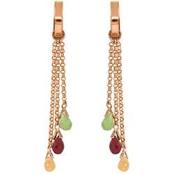 ALARRI 14K Solid Rose Gold Chandelier Earrings w/ Multi Gemstones