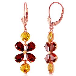 ALARRI 5.32 Carat 14K Solid Rose Gold Chandelier Earrings Citrine Garnet