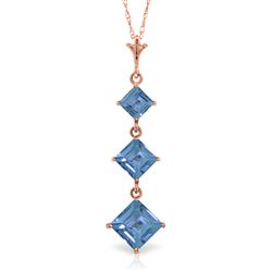 ALARRI 2.4 CTW 14K Solid Rose Gold Waterdrops Blue Topaz Necklace