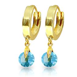 ALARRI 2 CTW 14K Solid Gold Hoop Earrings Natural Blue Topaz