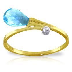 ALARRI 1.51 CTW 14K Solid Gold Ring Diamond Briolette Blue Topaz