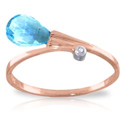 ALARRI 1.51 CTW 14K Solid Rose Gold Ring Diamond Briolette Blue Topaz