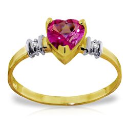 ALARRI 0.98 Carat 14K Solid Gold Ring Natural Pink Topaz Diamond