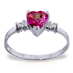 ALARRI 0.98 CTW 14K Solid White Gold Ring Natural Pink Topaz Diamond