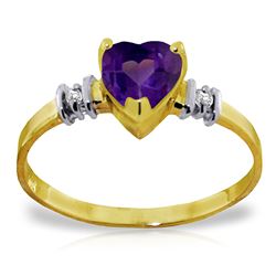 ALARRI 0.98 Carat 14K Solid Gold Ring Natural Purple Amethyst Diamond