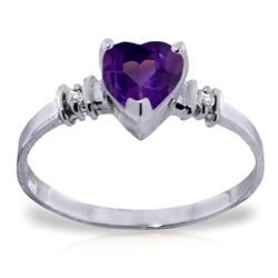 ALARRI 0.98 CTW 14K Solid White Gold Ring Natural Purple Amethyst Diamond