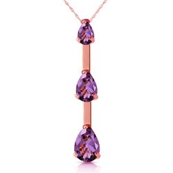 ALARRI 14K Solid Rose Gold Necklace w/ Natural Purple Amethyst