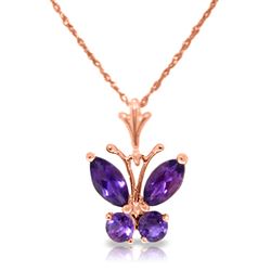ALARRI 0.6 Carat 14K Solid Rose Gold Butterfly Necklace Purple Amethyst