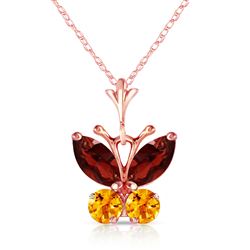 ALARRI 0.6 CTW 14K Solid Rose Gold Butterfly Necklace Garnet Citrine