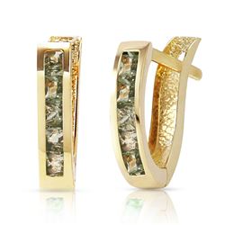 ALARRI 1.3 Carat 14K Solid Gold Huggie Earrings Green Natural Sapphire