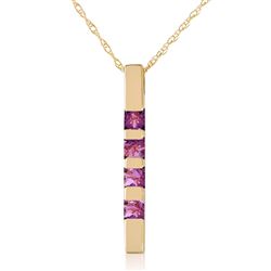 ALARRI 0.35 Carat 14K Solid Gold Necklace Bar Natural Purple Amethyst