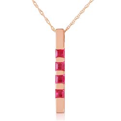 ALARRI 14K Solid Rose Gold Necklace Bar w/ Natural Rubies
